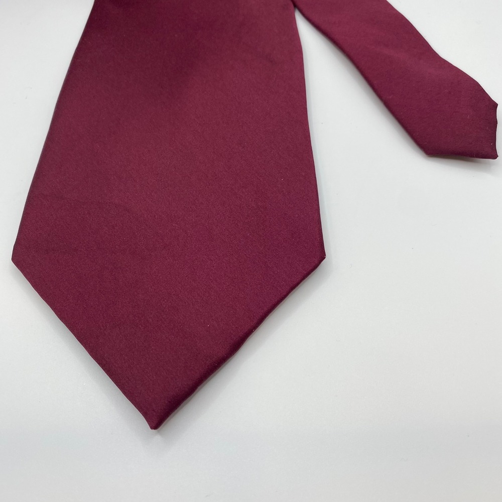 Biagio Collection Necktie Mens OS Burgundy Solid 100% Silk Handmade Satin Finish